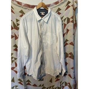 Carbon2Cobalt Shirt XL Solid White Button Up Long Sleeve Oxford Cotton Top